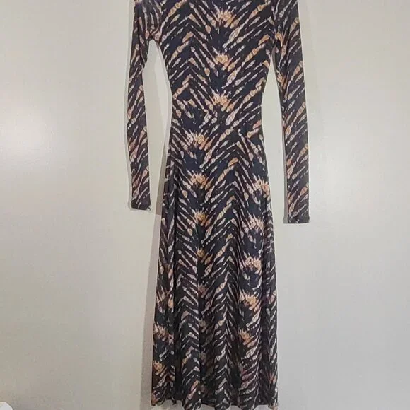 Topshop Tie-Dye Mesh Dress Sheer Sleeves Bodycon Whimsigoth Wicked Indie Size 2 - Picture 6 of 9